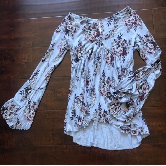 Free People bubble sleeve floral top - Picture 2 of 6